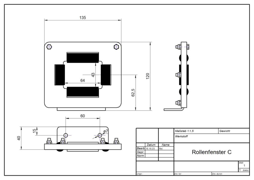 Rollenfenster Modell C für Hydraulikroller – robuste und präzise gefertigte Komponente für zuverlässige Funktion im Werkstattbetrieb