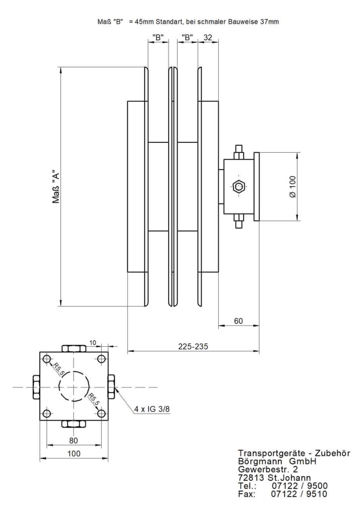 Hydraulik-Schlauchaufroller Kompact 4-fach für vier Hydraulikschläuche