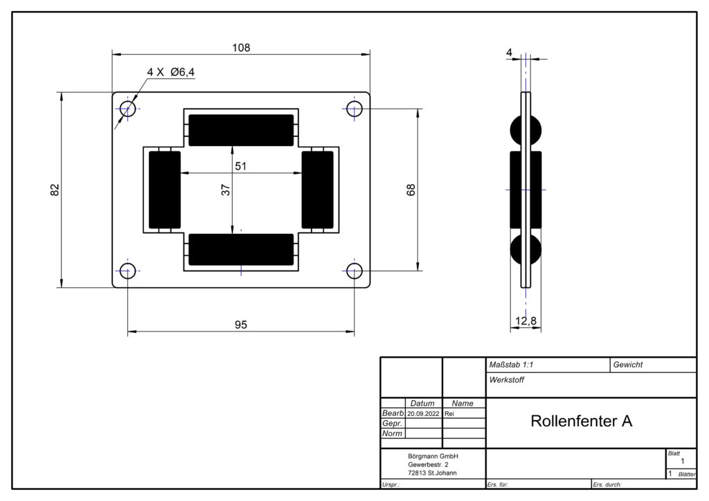 Rollenfenster Modell A für Hydraulikroller – präzise gefertigte Komponente für stabile und zuverlässige Funktion im Werkstattbetrieb